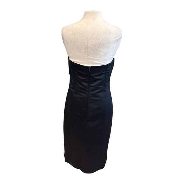 Strapless Black Cocktail Dress With Subtle Ruching & Back Zipper Closure - Picture 5 of 10